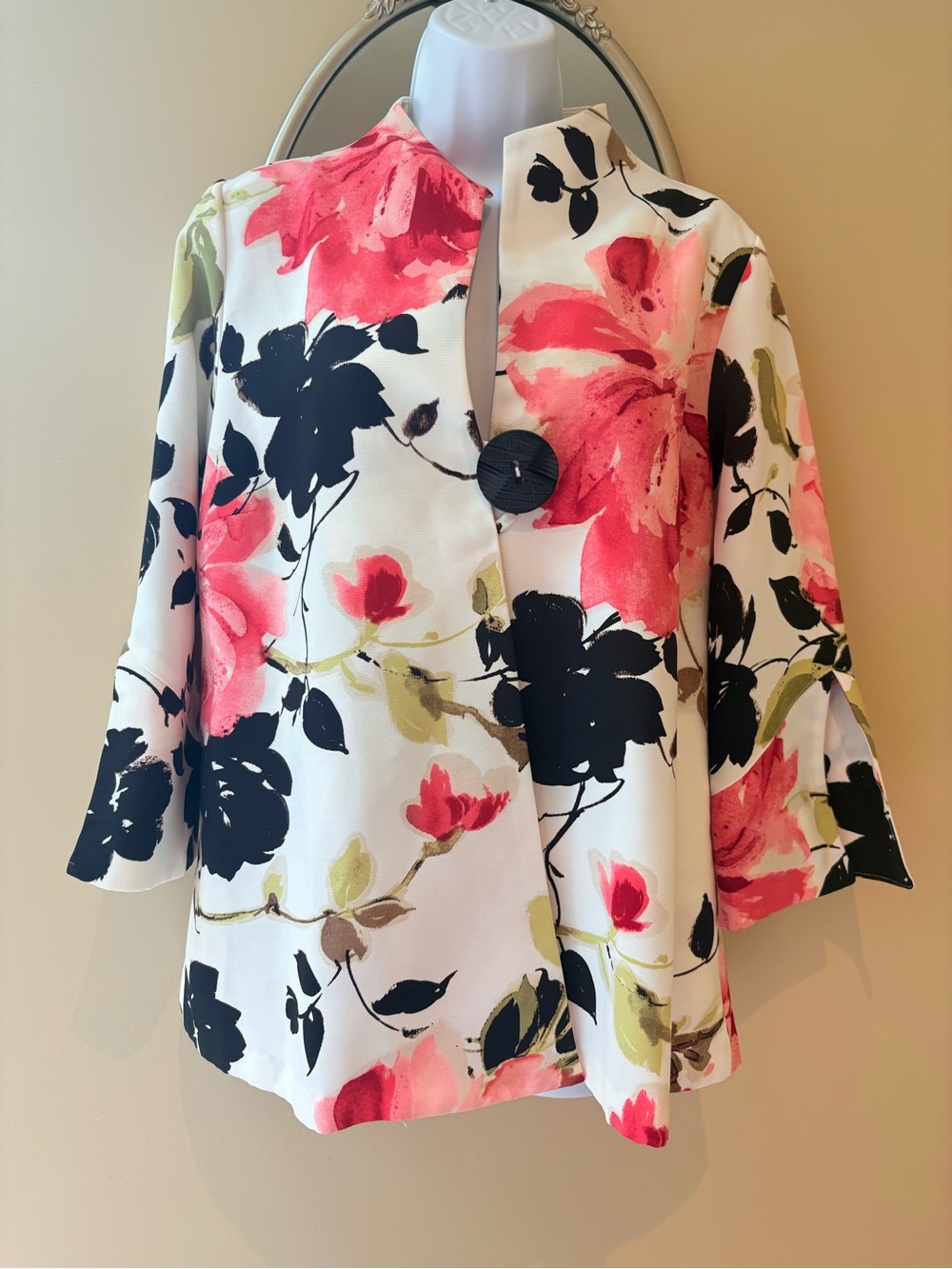 IC by Connie K Rose Floral Jacket Medium Accordian Back Size M